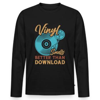 Platine vinyle vinyle rétro collection - T-shirt manches longues Premium bio Homme - noir - Devant - Nico (187cm)