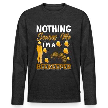 Imker - Männer Premium Bio Langarmshirt - Anthrazit meliert - Vorne - Nico (187cm)