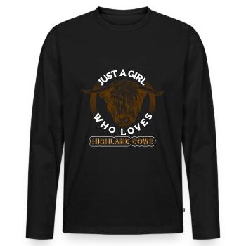 Scottish Highland cattle Highland Cattle - Men's Premium Organic Long Sleeve Shirt - black - Front - Nico (187cm)