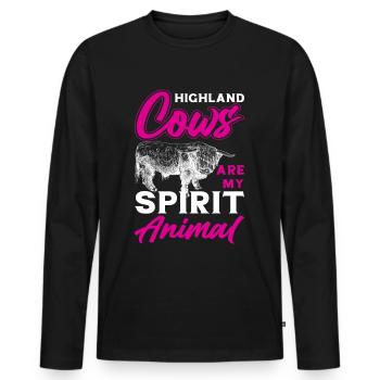 Scottish Highland cattle Highland Cattle - Men's Premium Organic Long Sleeve Shirt - black - Front - Nico (187cm)