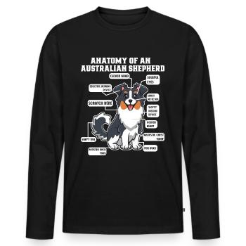Berger australien Aussie Papa Aussie Maman - T-shirt manches longues Premium bio Homme - noir - Devant - Nico (187cm)
