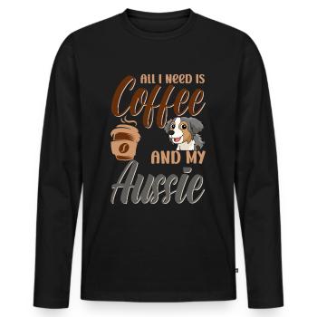 Berger australien Aussie Dad Aussie Mom - T-shirt manches longues Premium bio Homme - noir - Devant - Nico (187cm)