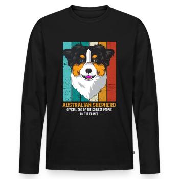 Berger australien Aussie Papa Aussie Maman - T-shirt manches longues Premium bio Homme - noir - Devant - Nico (187cm)