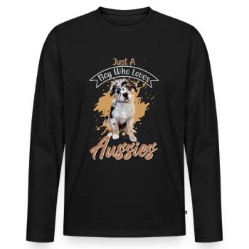 Berger australien Aussie Papa Aussie Maman - T-shirt manches longues Premium bio Homme - noir - Devant - Nico (187cm)