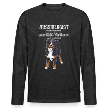 Australischer Schäferhund - Männer Premium Bio Langarmshirt - Anthrazit meliert - Vorne - Nico (187cm)