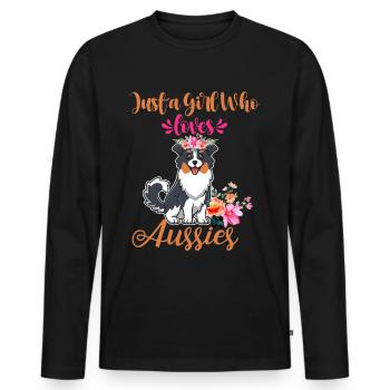 Berger australien Aussie Papa Aussie Maman - T-shirt manches longues Premium bio Homme - noir - Devant - Nico (187cm)
