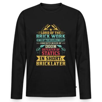 Masonry, masonry, bricklayer, apprentice, mason, master - Men's Premium Organic Long Sleeve Shirt - black - Front - Nico (187cm)