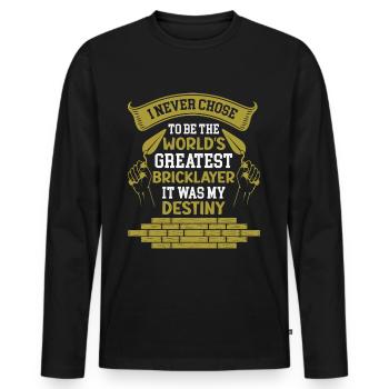 Masonry, masonry, bricklayer, apprentice, mason, master - Men's Premium Organic Long Sleeve Shirt - black - Front - Nico (187cm)