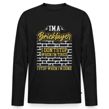 Masonry, masonry, bricklayer, apprentice, mason, master - Men's Premium Organic Long Sleeve Shirt - black - Front - Nico (187cm)