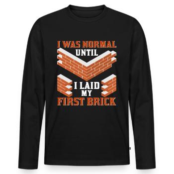 Masonry, masonry, bricklayer, apprentice, mason, master - Men's Premium Organic Long Sleeve Shirt - black - Front - Nico (187cm)