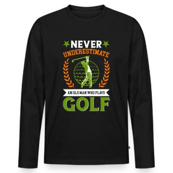 Golf Golfen Golfspieler Golfspieler Golfschläger - Männer Premium Bio Langarmshirt - Schwarz - Vorne - Nico (187cm)