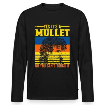 Mullet Hairstyle Vokuhila Hairstyle - Men's Premium Organic Long Sleeve Shirt - black - Front - Nico (187cm)