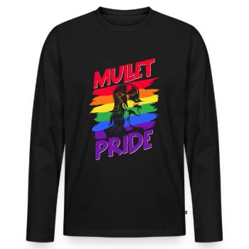 Mullet Hairstyle Vokuhila Hairstyle - Men's Premium Organic Long Sleeve Shirt - black - Front - Nico (187cm)
