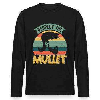 Mullet Frisur Vokuhila Frisur - Männer Premium Bio Langarmshirt - Schwarz - Vorne - Nico (187cm)