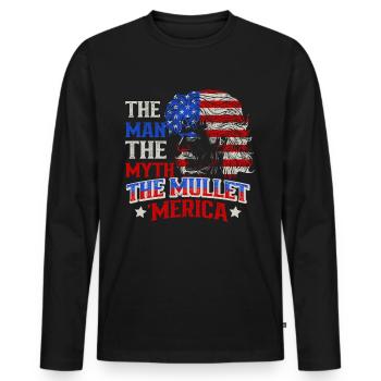 Mullet Hairstyle Vokuhila Hairstyle - Men's Premium Organic Long Sleeve Shirt - black - Front - Nico (187cm)