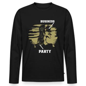Mullet Frisur Vokuhila Frisur - Männer Premium Bio Langarmshirt - Schwarz - Vorne - Nico (187cm)