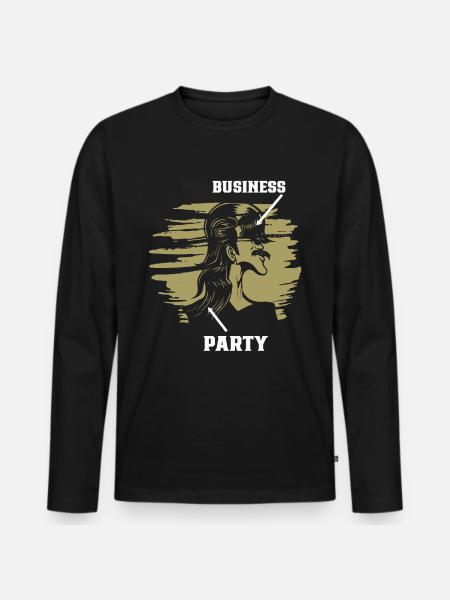 Mullet Coiffure Vokuhila Coiffure - T-shirt manches longues Premium bio Homme - noir