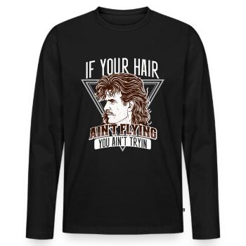 Mullet Frisur Vokuhila Frisur - Männer Premium Bio Langarmshirt - Schwarz - Vorne - Nico (187cm)
