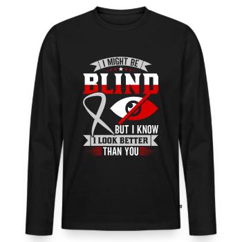 Blindheitsbewusstsein Gesetzlich Blind - Männer Premium Bio Langarmshirt - Schwarz - Vorne - Nico (187cm)