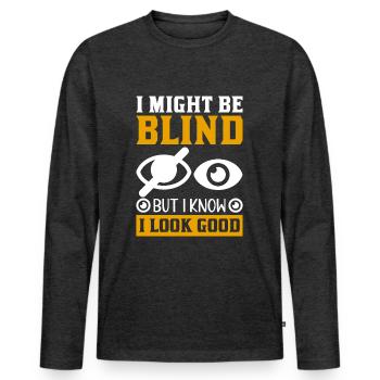 Blindness consciousness Blind by law - Men's Premium Organic Long Sleeve Shirt - heather anthracite - Front - Nico (187cm)