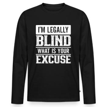 Blindheitsbewusstsein Gesetzlich Blind - Männer Premium Bio Langarmshirt - Schwarz - Vorne - Nico (187cm)