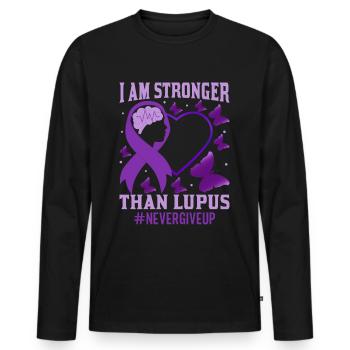 Lupus Bewusstseins Monat - Männer Premium Bio Langarmshirt - Schwarz - Vorne - Nico (187cm)