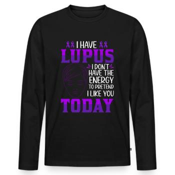 Lupus Bewusstseins Monat - Männer Premium Bio Langarmshirt - Schwarz - Vorne - Nico (187cm)