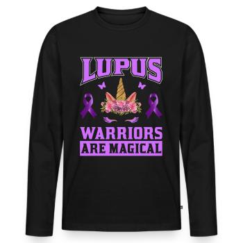 Lupus Bewusstseins Monat - Männer Premium Bio Langarmshirt - Schwarz - Vorne - Nico (187cm)
