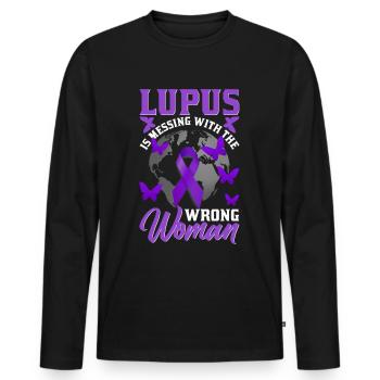 Lupus Bewusstseins Monat - Männer Premium Bio Langarmshirt - Schwarz - Vorne - Nico (187cm)