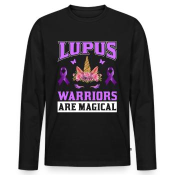 Lupus Bewusstseins Monat - Männer Premium Bio Langarmshirt - Schwarz - Vorne - Nico (187cm)