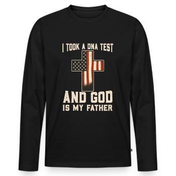 Dieu Christ Proverbe chrétien - T-shirt manches longues Premium bio Homme - noir - Devant - Nico (187cm)