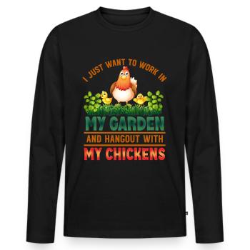Gardening Chickens Farmer Chickens Lovers Garden - Men's Premium Organic Long Sleeve Shirt - black - Front - Nico (187cm)
