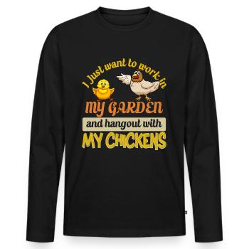 Gardening Chickens Farmer Chickens Lovers Garden - Men's Premium Organic Long Sleeve Shirt - black - Front - Nico (187cm)