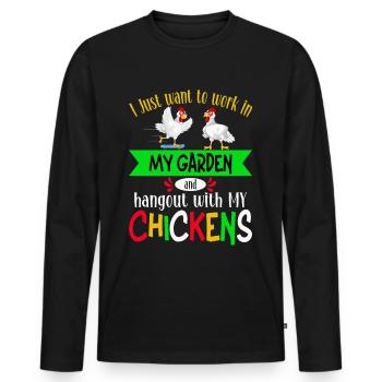 Gardening Chickens Farmer Chickens Lovers Garden - Men's Premium Organic Long Sleeve Shirt - black - Front - Nico (187cm)