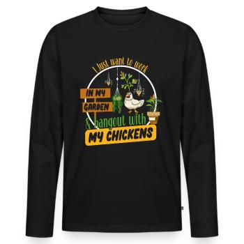 Gardening Chickens Farmer Chickens Lovers Garden - Men's Premium Organic Long Sleeve Shirt - black - Front - Nico (187cm)