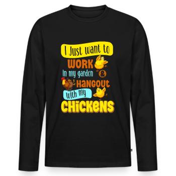 Gardening Chickens Farmer Chickens Lovers Garden - Men's Premium Organic Long Sleeve Shirt - black - Front - Nico (187cm)
