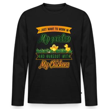 Gardening Chickens Farmer Chickens Lovers Garden - Men's Premium Organic Long Sleeve Shirt - black - Front - Nico (187cm)