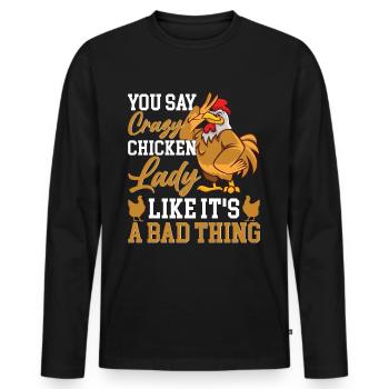 Poulet Lady Poulets Fermier Amateurs de poulet - T-shirt manches longues Premium bio Homme - noir - Devant - Nico (187cm)