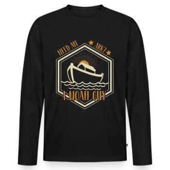 Arche Noah Christlicher Witz - Männer Premium Bio Langarmshirt - Schwarz - Vorne - Nico (187cm)