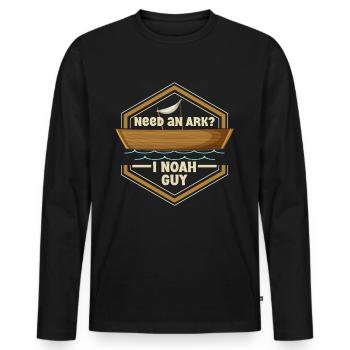 Arche Noah Christlicher Witz - Männer Premium Bio Langarmshirt - Schwarz - Vorne - Nico (187cm)