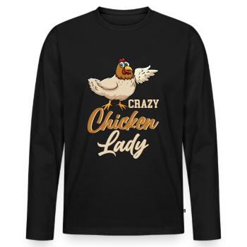 Poulet Lady Poulets Fermier Amateurs de poulet - T-shirt manches longues Premium bio Homme - noir - Devant - Nico (187cm)