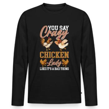 Poulet Lady Poulets Fermier Amateurs de poulet - T-shirt manches longues Premium bio Homme - noir - Devant - Nico (187cm)