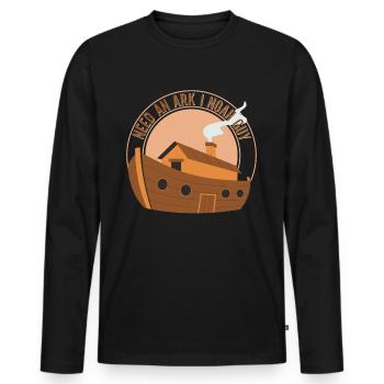 Arche Noah Christlicher Witz - Männer Premium Bio Langarmshirt - Schwarz - Vorne - Nico (187cm)