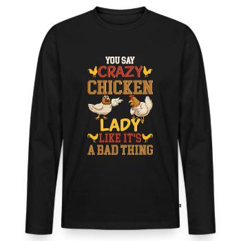Poulet Lady Poulets Fermier Amateurs de poulet - T-shirt manches longues Premium bio Homme - noir - Devant - Nico (187cm)