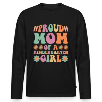 Fière maman d’une fille de maternelle! Fille - T-shirt manches longues Premium bio Homme - noir - Devant - Nico (187cm)
