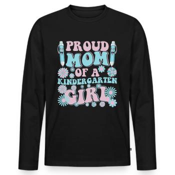 Fière maman d’une fille de maternelle! Fille - T-shirt manches longues Premium bio Homme - noir - Devant - Nico (187cm)