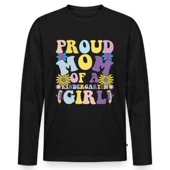 Fière maman d’une fille de maternelle! Fille - T-shirt manches longues Premium bio Homme - noir - Devant - Nico (187cm)