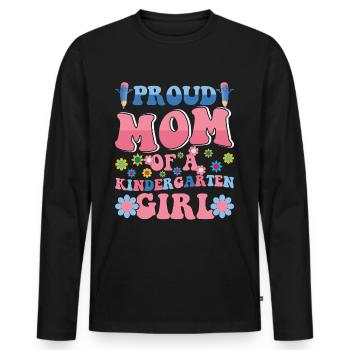 Fière maman d’une fille de maternelle! Fille - T-shirt manches longues Premium bio Homme - noir - Devant - Nico (187cm)