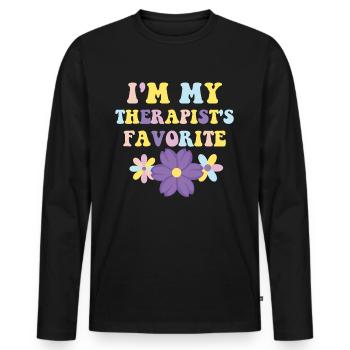 Sarcastic Therapy Saying Humor Therapist - Men's Premium Organic Long Sleeve Shirt - black - Front - Nico (187cm)