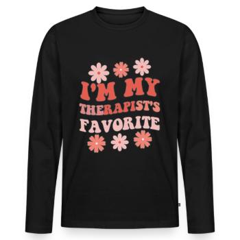 Sarcastic Therapy Saying Humor Therapist - Men's Premium Organic Long Sleeve Shirt - black - Front - Nico (187cm)